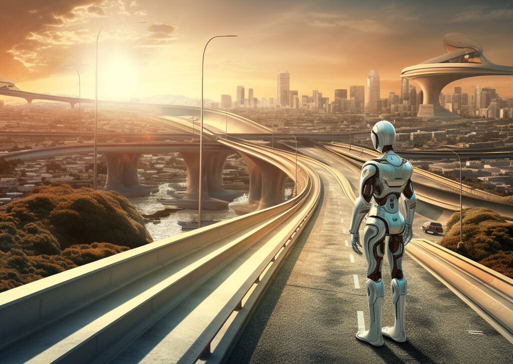 rbhcreativecommunications_robot_looking_down_a_utopian_freeway__88562d2a-9079-4016-a4bf-921fbcc668b5_web